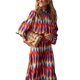 thumbnail image 1 of VISgogo Vestido casual para mujer, colorido, estampado geométrico, manga larga, medio cuello alto, vestido largo suelto VISgogo moda, 1 of 9