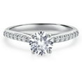 thumbnail image 3 of Gem Stone King 10K White Gold White Created Sapphire and Lab Grown Diamond Engagement Ring for Women | 1.18 Cttw | Round 6MM | Gemstone September Birthstone | Size 7, 3 of 6