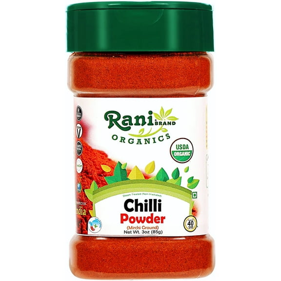 Rani Organic Chilli Powder (Mirchi Ground) 3oz (85g) PET Jar ~ All Natural | Vegan | Gluten Friendly | NON-GMO | Indian Origin | USDA Certified Organic