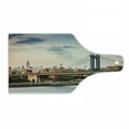 thumbnail image 1 of New York Cutting Board, Manhattan Bridge and the New York Skyline at Sunset East River Highrise Buildings, Tempered Glass Cutting and Serving Board, Wine Bottle Shape, Multicolor, by Ambesonne, 1 of 1