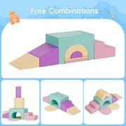 Reasea 7 PCS Foam Climbing Blocks for Toddlers 1-3, Climb and Crawl Activity Playset, Soft Foam Climber, Pink
