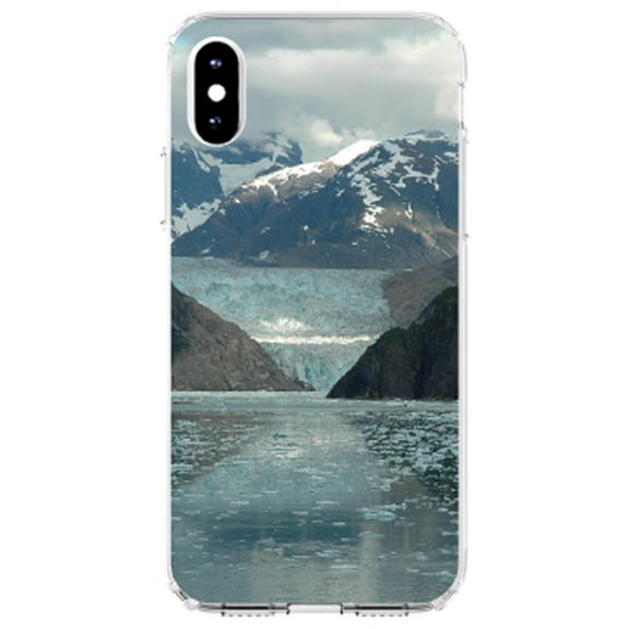 DistinctInk Clear Shockproof Hybrid Case for iPhone XS Max (6.5" Screen) - TPU Bumper, Acrylic Back, Tempered Glass Screen Protector - Tracy Arm Fjord Alaska