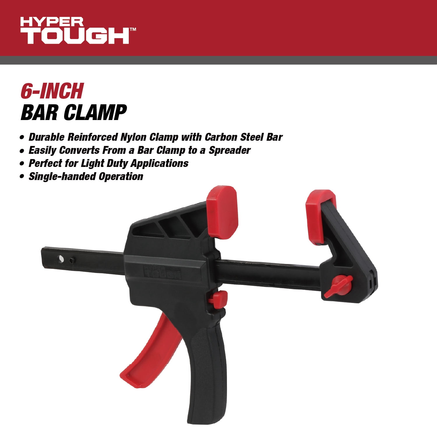 Hyper Tough 6-inch Trigger Ratcheting Bar Clamp and Spreader, Nylon