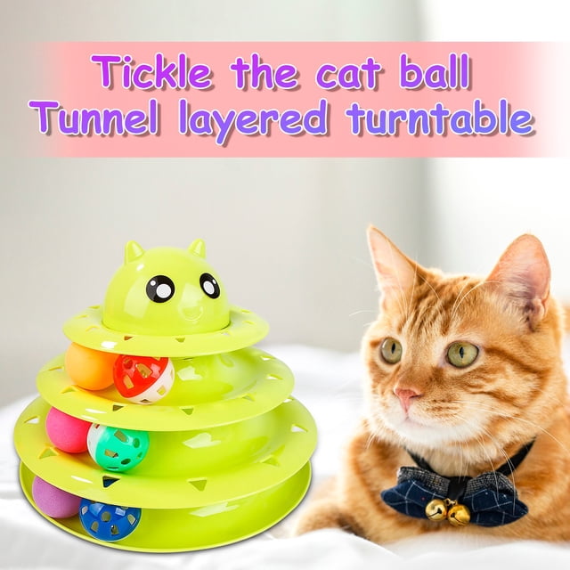 TopLLC Pet Toy Three-layer Turntable Track Funny Self-teaching Turntable Bell Pet Toy