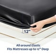 thumbnail image 5 of Unique Bargains 12" Large Pocket Satin Silk Fitted Sheet Full Black, 5 of 7