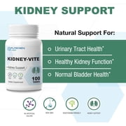 Puregen Labs Kidney-Vite | Premier Kidney, Renal Support | Non-GMO, Gluten-Free, No Artificial Color Additives - 100 Vegetarian Tablets