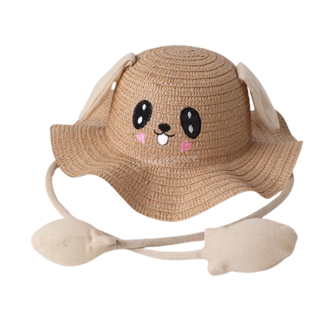 Bunblic Rabbit Chapeau de Paille à Grand Bord pour Écrans Solaires pour Festivals de Rue Femmes Kaki