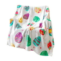 Nmdmisc Happy Easter Blanket Easter Rabbit Bunny Eggs Spring Flower Throw Blanket Soft Lightweight Durable Flannel Fleece Blanket for Bed Sofa Couch Camping Travel 27.5"x39"
