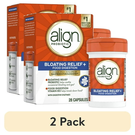 (2 pack) Align Probiotic Capsules Bloating Relief + Food Digestion, Daily Probiotic Supplement, 28 Count