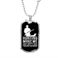 thumbnail image 1 of Hunting Makes Me Happy Necklace Stainless Steel or 18k Gold Dog Tag 24" Chain, 1 of 8
