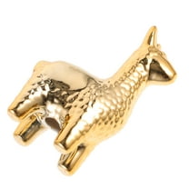ifundom Golden Ceramic Alpaca Sculpture Desktop Ornament Simple Artistic Design