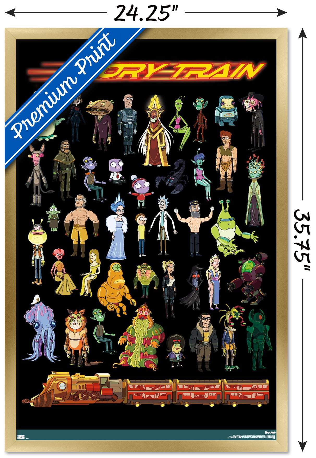 Rick and Morty - Story Train Wall Poster, 22.375" x 34", Framed