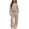thumbnail image 6 of Ndbuld Girls Fleece Hooded Sweatshirt and Wide Leg Pants Set, Winter Casual Tracksuit with Front Pocket for Warmth, 6 of 6