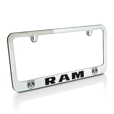 Dodge License Frame - Dodge Ram Dual Logo Chrome Metal License Plate Frame