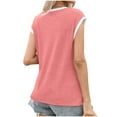 thumbnail image 4 of yillto Casual Blouses for Women Trendy V Neck Short Sleeve T-Shirts Summer Loose Solid Color T-Shirt, 4 of 6
