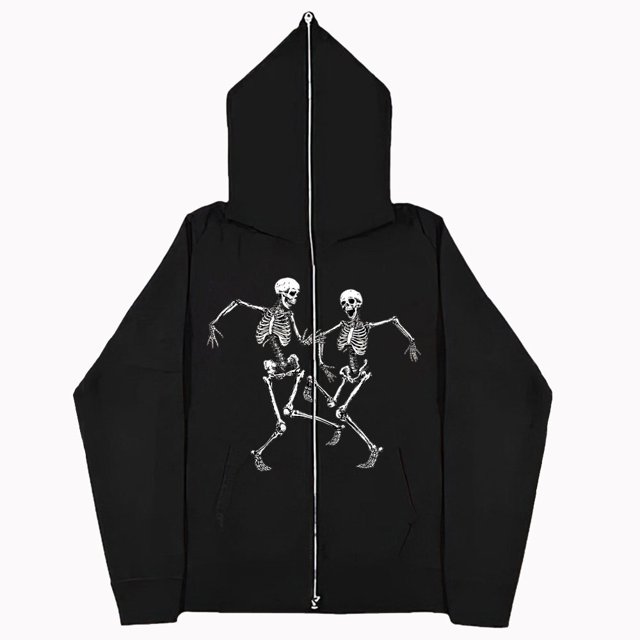 Sudadera de calavera oscura europea y americana para hombre y mujer, sudaderas con capucha góticas para pareja, sudadera Harajuku con cremallera de gran tamaño 2023