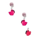 thumbnail image 2 of Delight Jewelry Resin Hot Pink Flamingo Pink Crystal Clip on Earrings, 2 of 5