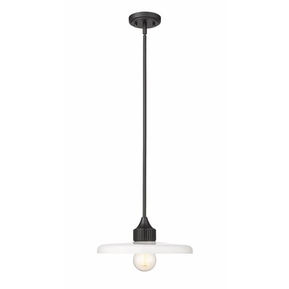 1 Light Pendant In Modern Style-6.25 Inches Tall And 14 Inches Wide-Matte Black Finish-Gloss Opal Glass Color Z-Lite 820P14-Mb