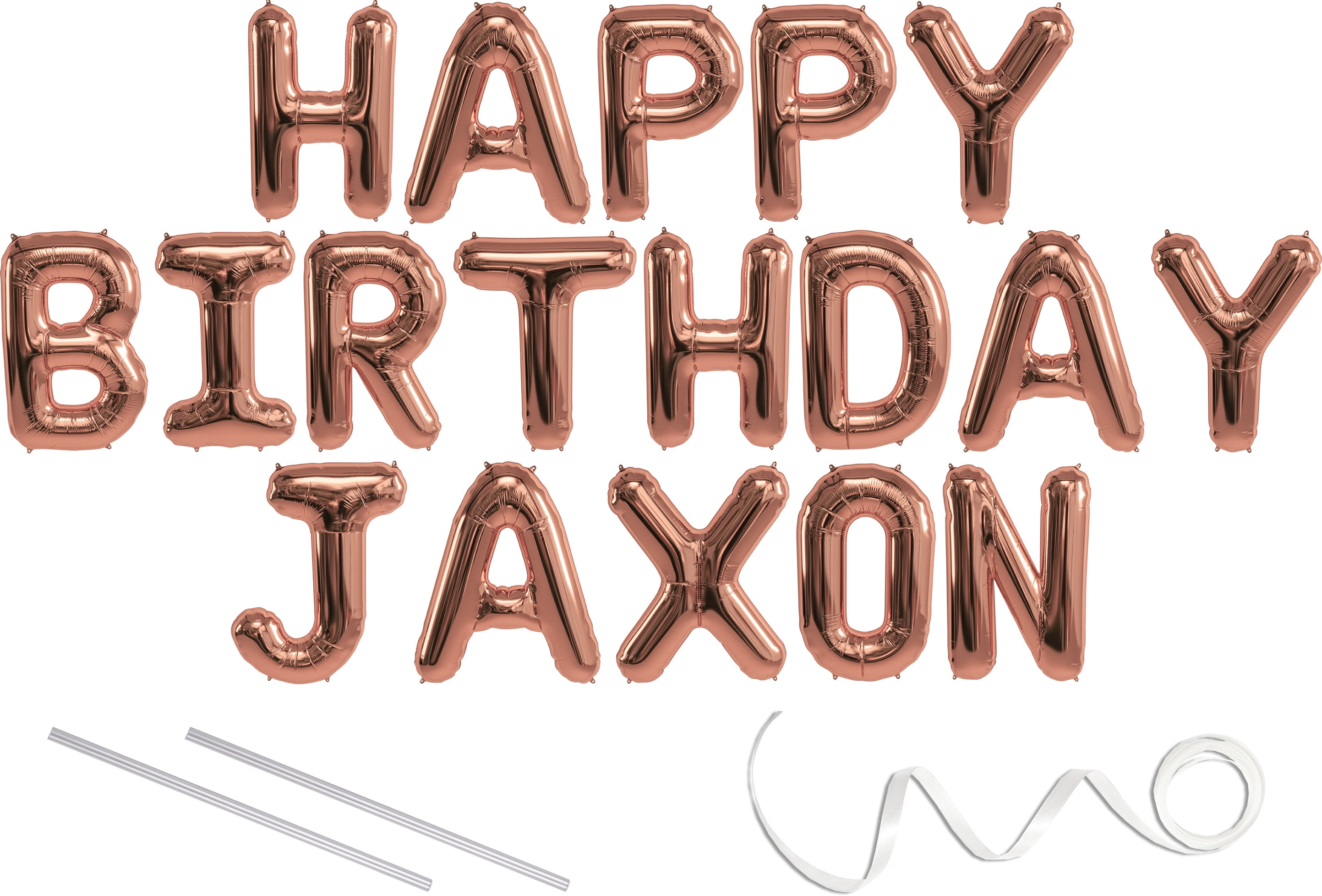 Jaxon, Happy Birthday Mylar Balloon Banner - Rose Gold - 16 inch ...