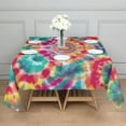thumbnail image 3 of Colorful Tie Dye Pattern Square Tablecloth,Waterproof Square Table Cover,Wipeable Spillproof Washable Table Cover for Home Kitchen Party Decor 52"x52"(132x132cm), 3 of 6