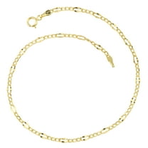 KoolJewelry Figaro Link 10K Yellow Gold Anklet, 0.8G, 9 in, 2.3 mm