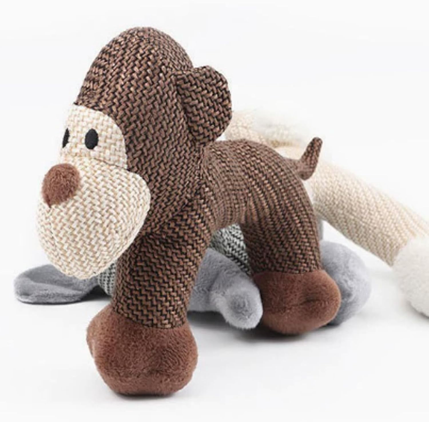 Squeaky Linen Dog Toy (2-Pack, Elephant) - Durable Indestructible Chew Toy for Small & Medium Dogs, Linen Fabric Animal with Squeaker for Interactive Play-dh
