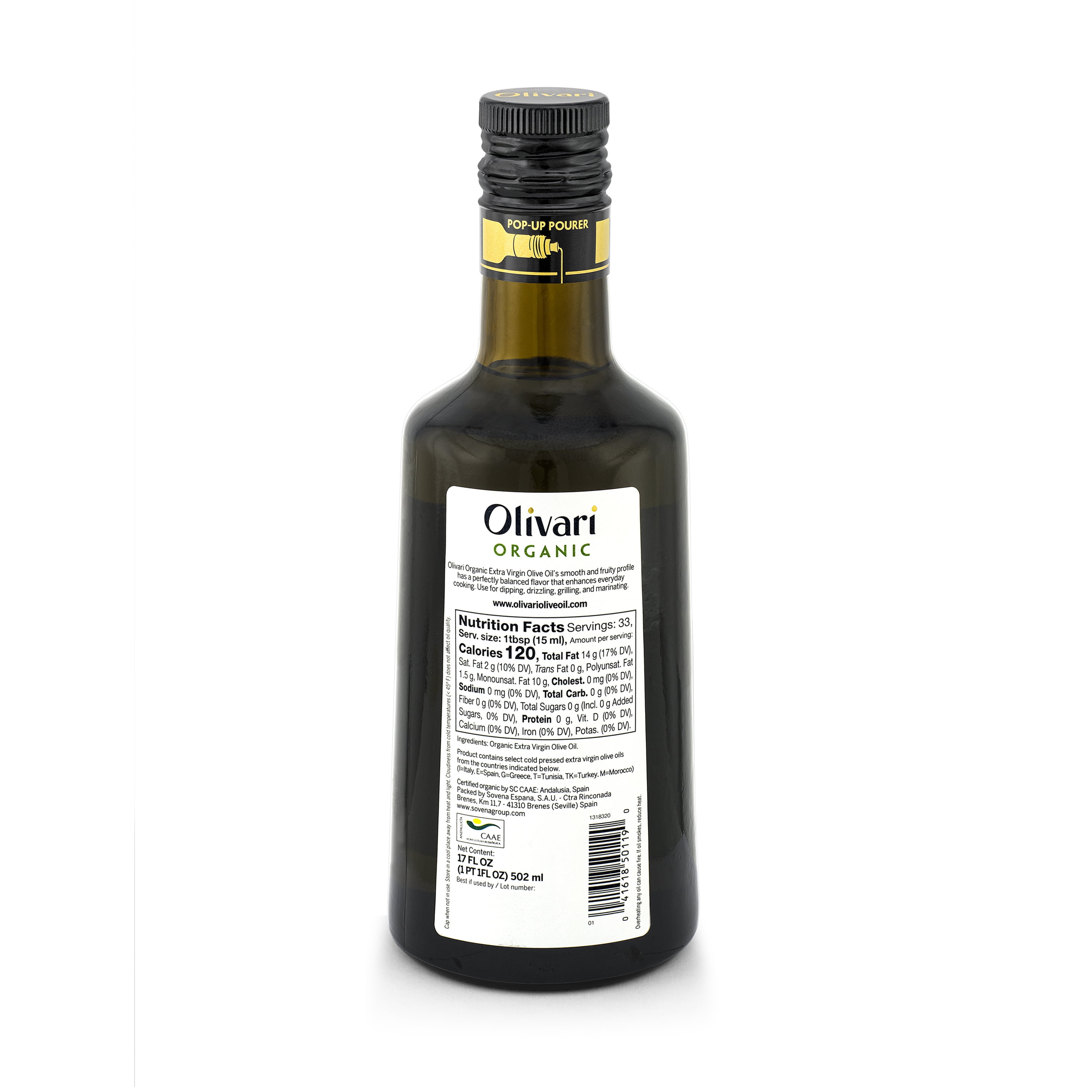 Olivari Organic Extra Virgin Olive Oil, 17 fl oz Glass Bottle