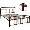 thumbnail image 4 of Queen Size Metal Bed Frame Platform with Headboard and Footboard Brown Finish, 4 of 7