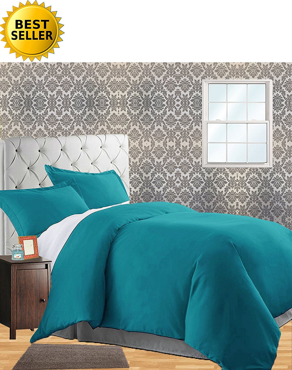 Celine Linen Wrinkle & Fade Resistant 2-Piece Duvet Cover Set - Protects and Covers your Comforter / Duvet Insert, 1500 Series LUXURIOUS 100% HypoAllergenic - Silky Soft, Twin/Twin XL, Turqouise