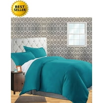 Celine Linen Wrinkle & Fade Resistant 2-Piece Duvet Cover Set - Protects and Covers your Comforter / Duvet Insert, 1500 Series LUXURIOUS 100% HypoAllergenic - Silky Soft, Twin/Twin XL, Turqouise