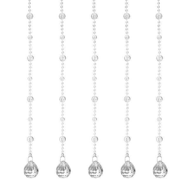 5 Pcs Acrylic Crystal Garland Strands, Clear Crystal Beads Strands Round Bead String Hanging (1m/3.28Ft)