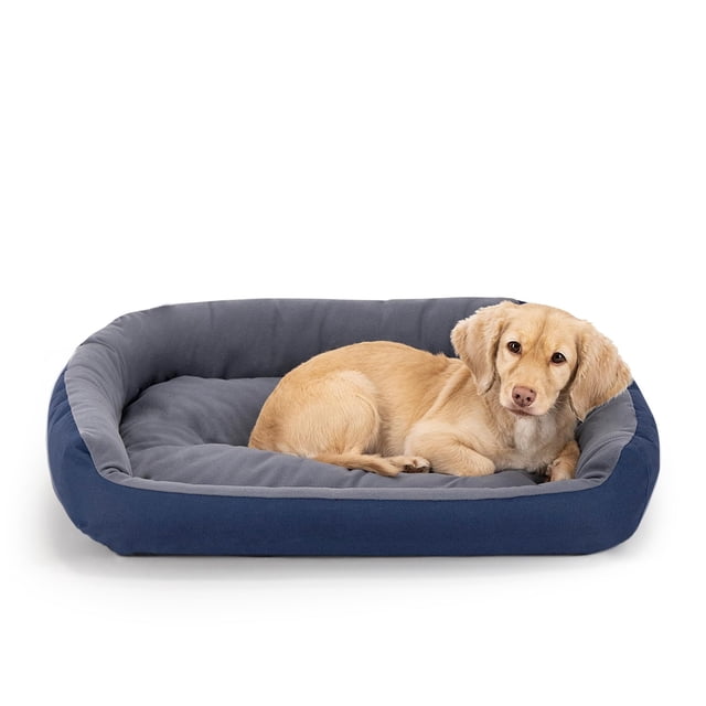 Cama para Perro, Resistente, Confortable, con Relleno Suave, Medidas y Color a Elegir (Medium, Marino/Gris)
