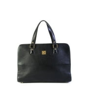 Pre-owned|Paco Rabanne Womens Leather Zip Around Gold Tone Shoulder Handbag Black