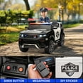 thumbnail image 5 of MUKIDY Electric Police Car for Kids, 12 Volt Kids Ride on Toys w/ Music, Megaphone, Remote, Bluetooth - Black, 5 of 7