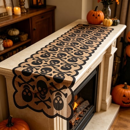 BUTASY Halloween Table Runner Black Lace Spider Web Table Runner for Halloween Table Runner Spooky Table Runner for Fall Holiday Decoration