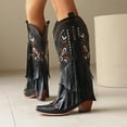 thumbnail image 3 of Dakaela Women Western Cowboy Boots Embroidered Fringe Cowgirl Boots Tassel Riding Country Knee High Boot, 3 of 8