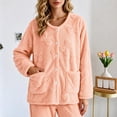 thumbnail image 6 of Lcziwo Women Plush Pajama Jacket Cute Bow Texture Fleece Bed Jackets Button Front Fall Winter Sleepwear with Pockets Orange,S, 6 of 8