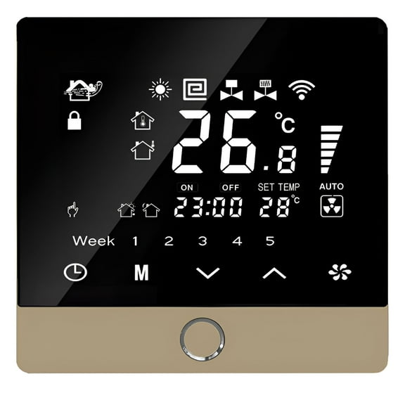 GJX Wifi Smart Thermostat With Touch Screen Programmable For Voice Control Gold