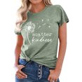 thumbnail image 3 of Xuanfei Women Dandelion Letter Print Round Neck Short Sleeve Summer T-shirt, 3 of 7