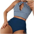 thumbnail image 2 of Trajes de baño para mujer, Trajes de baño para mujer Moda Mujer Estampado Casual Lazo Abertura Bikinis de Cintura Alta Conjuntos de Trajes de Baño para Mujer Traje de Baño, 2 of 3