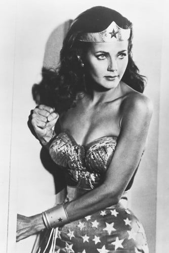 Wonder Woman TV Series Lynda Carter busty in outfit & cape 12x18 Poster w.logo 
