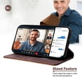 thumbnail image 4 of Leather For Apple iPhone 17e / iPhone 16e RFID Blocking Dual Tone Flip Wallet Case, With Card Holder Buckle Magnetic Closure Shockproof Kickstand Protective Phone Cases Cove,Brown, 4 of 7