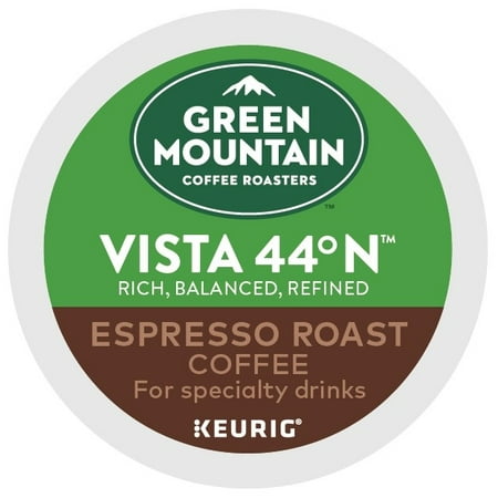 (2 Pack) Green Mountain Coffee Roasters Roasters Vista 44 N Espresso Roast K-Cup Coffee Pods, Makes Delicious Latte or Cappuccino Beverages, 6