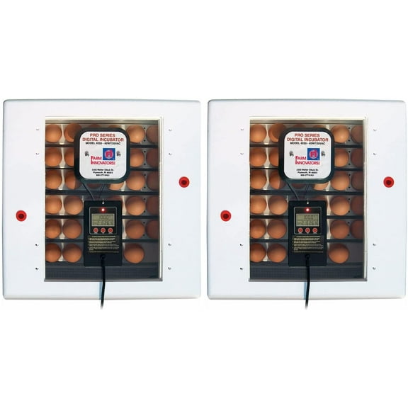 Farm Innovators Heated Digital Circulated Air Incubator With Egg Turner - 2 Pack, White
