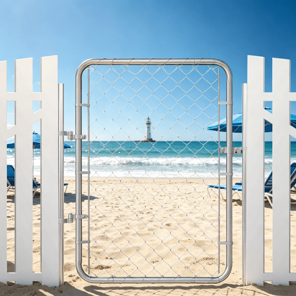 Adjustable Chain Link Fence Gate 32 x 46 in, Fits 2-4 ft (W) x 4 ft (H) Openings, for Garden & Farm, Posts Not Included