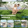 thumbnail image 2 of Hamac Double avec Support – Acier Robuste – Portable, Gain de Place – Polyester Coton, Capacité de 450 lb – Intérieur/extérieur – Sac de Transport Inclus – Rayures Café, 2 of 5