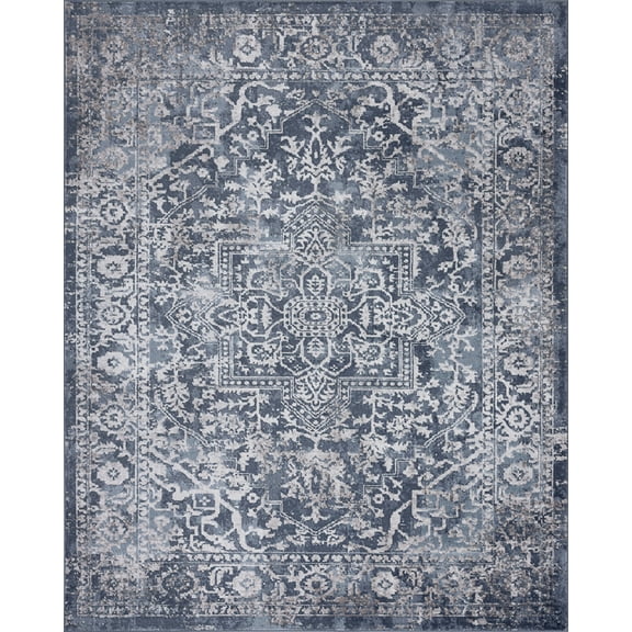 Tayse Nexus Area Rug NEX1701 Traditional Blue Faded Vintage 5' 3" x 7' 3" Rectangle