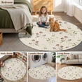thumbnail image 5 of Round Rugs 3.3Ft, Vintage Botanical Round Area Rug Washable Indoor Throw Carpet, Spring Floral Summer Birds Teal Brown Soft Non Slip Circle Rug for Laundry Room Patio Home Decor Aesthetic, 5 of 8
