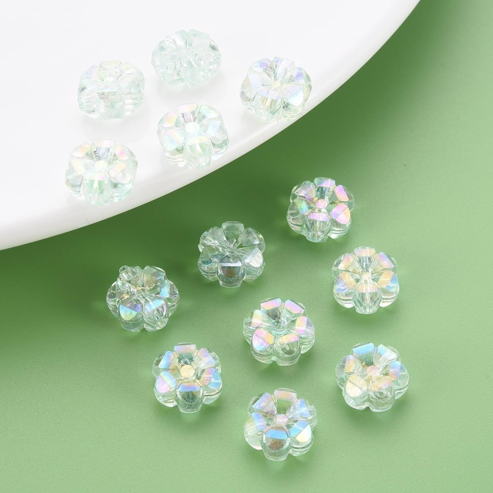 500gs Transparent Acrylic Beads AB color Flower Honeydew 10x5mm Hole: 1.8mm about 1650pcs/500g