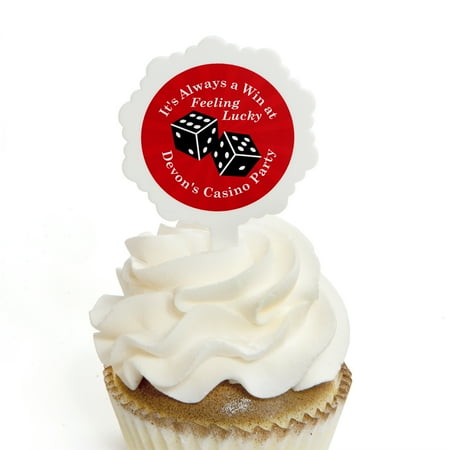 Las Vegas - Cupcake Picks with Stickers - Casino Party Cupcake Toppers - 12 Count